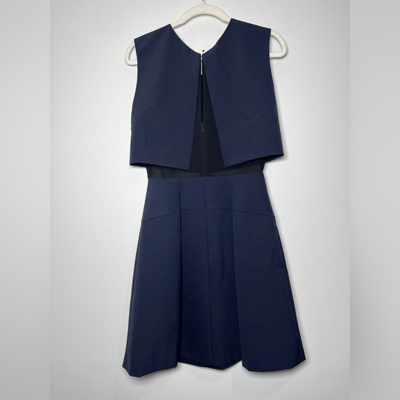 Rebecca Taylor NWT Techy Double Layer Navy Mesh Dress Sz 4 - Picture 4 of 9